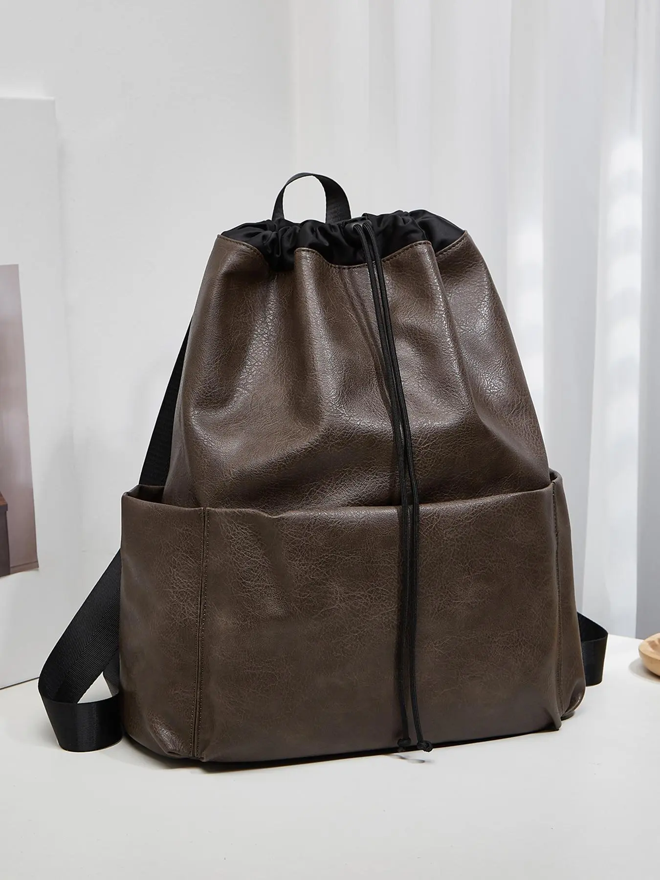 New Plain Color Minimalist Large Capacity Drawstring Backpack, Fashionable Casual Lightweight Travel Bag for Women, Outdoor Sports & Travel Use