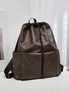 New Plain Color Minimalist Large Capacity Drawstring Backpack, Fashionable Casual Lightweight Travel Bag for Women, Outdoor Sports & Travel Use