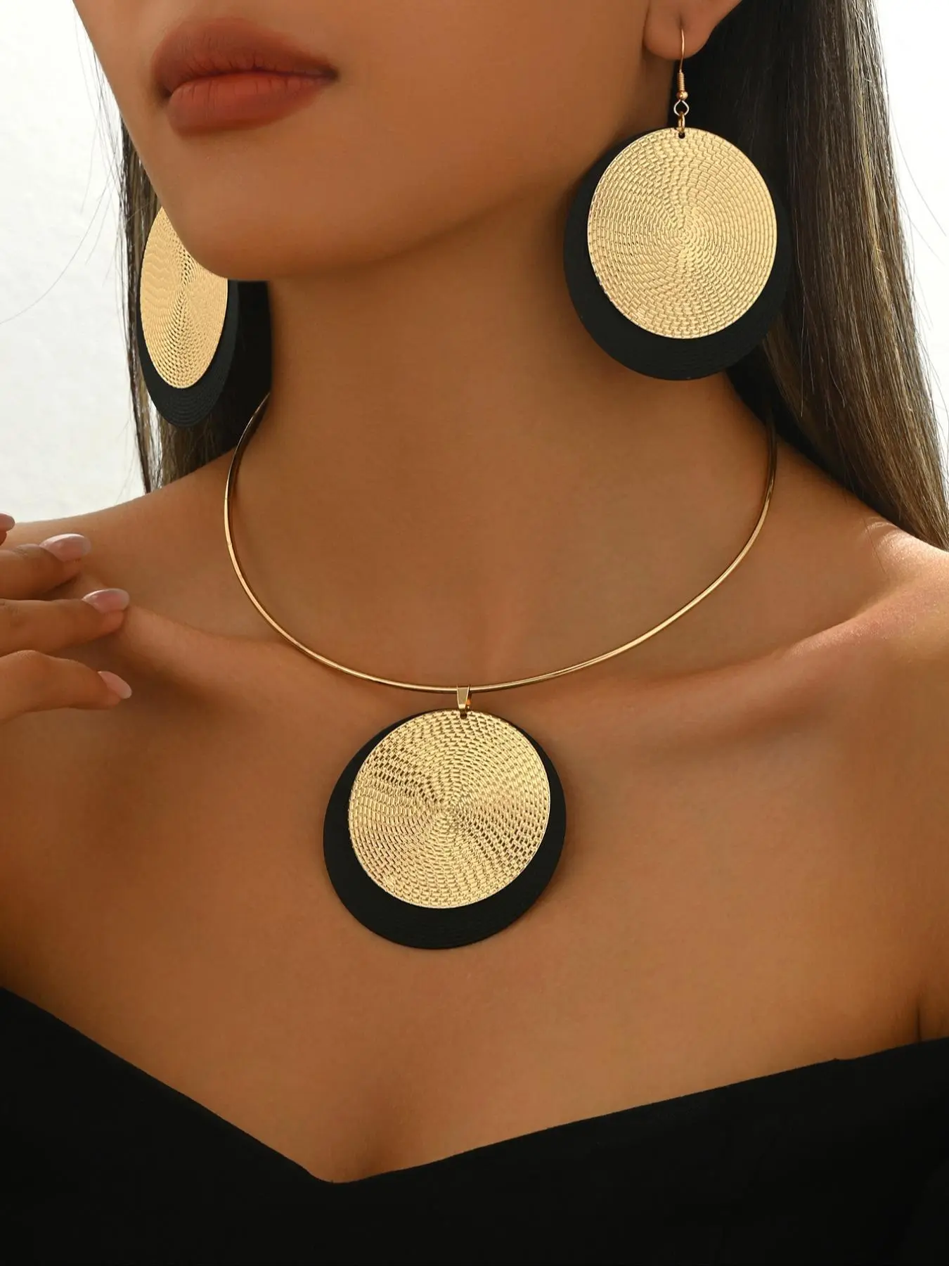 Women's Boho Style Colorblock Geometric Design Dangle Earrings & Pendant Necklace, Necklace And Earring Set, Jewelry Set for Party, Daily Clothing Decor, Jewelry for Gift, Jewellery