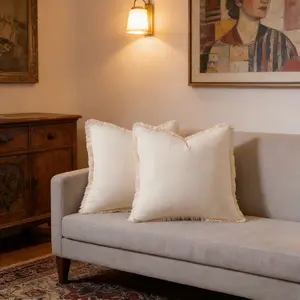 Boho Style Linen Pillow Covers Set, Soft Decorative Cushion Cases for Living Room & Bedroom, Durable Home Essentials