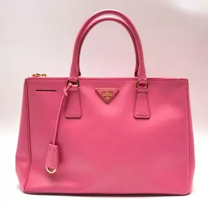 Pre-owned PRADA Cowhide Shoulder Bags Galleria Pink Calfskin Cross Patterned Clutch Bag, Shoulder Bag and Handbag