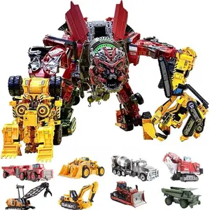 AOYI Cool 8 IN 1 Oversize Devastator Toys Boy Anime Hook Action Figures Robot Car Engineering  Vehicle Model Kids