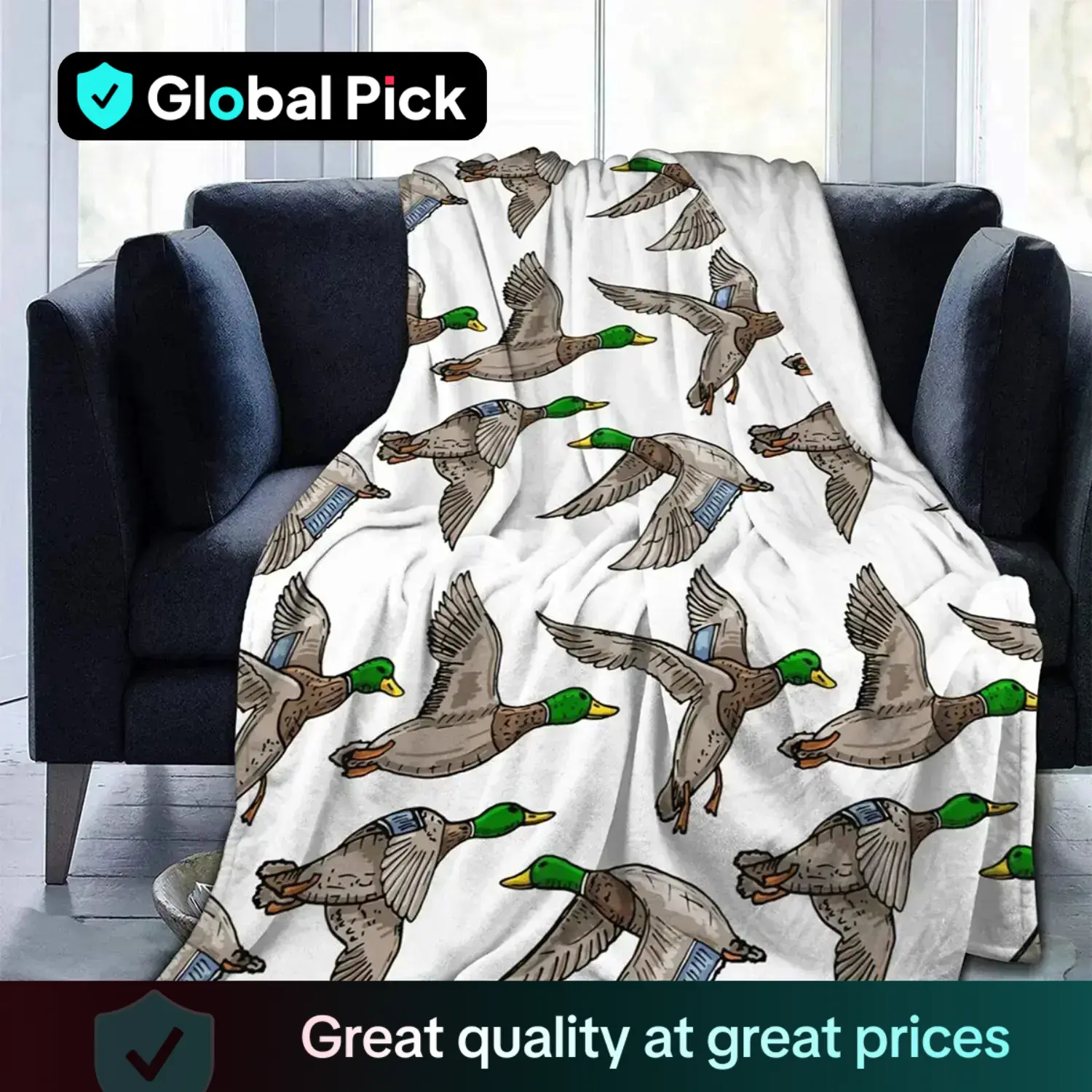 Cartoon Duck Pattern Blanket, 1 Count Soft Comfortable Warm Throw, Air-conditioned Room Blanket, Warm Nap Blanket for Home Office Travel Camping, Soft