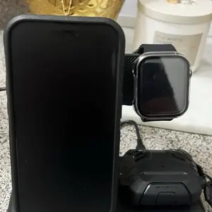 Portable 3-in-1 Wireless Charger Foldable Charging Station for iPhone 16 15 14 Pro Max 13 12 11 iWatch 9 8 7 6 5 4 3 2 SE AirPods 3 2 Pro Multiple Devices Compatible with Android Phones and Smartwatch