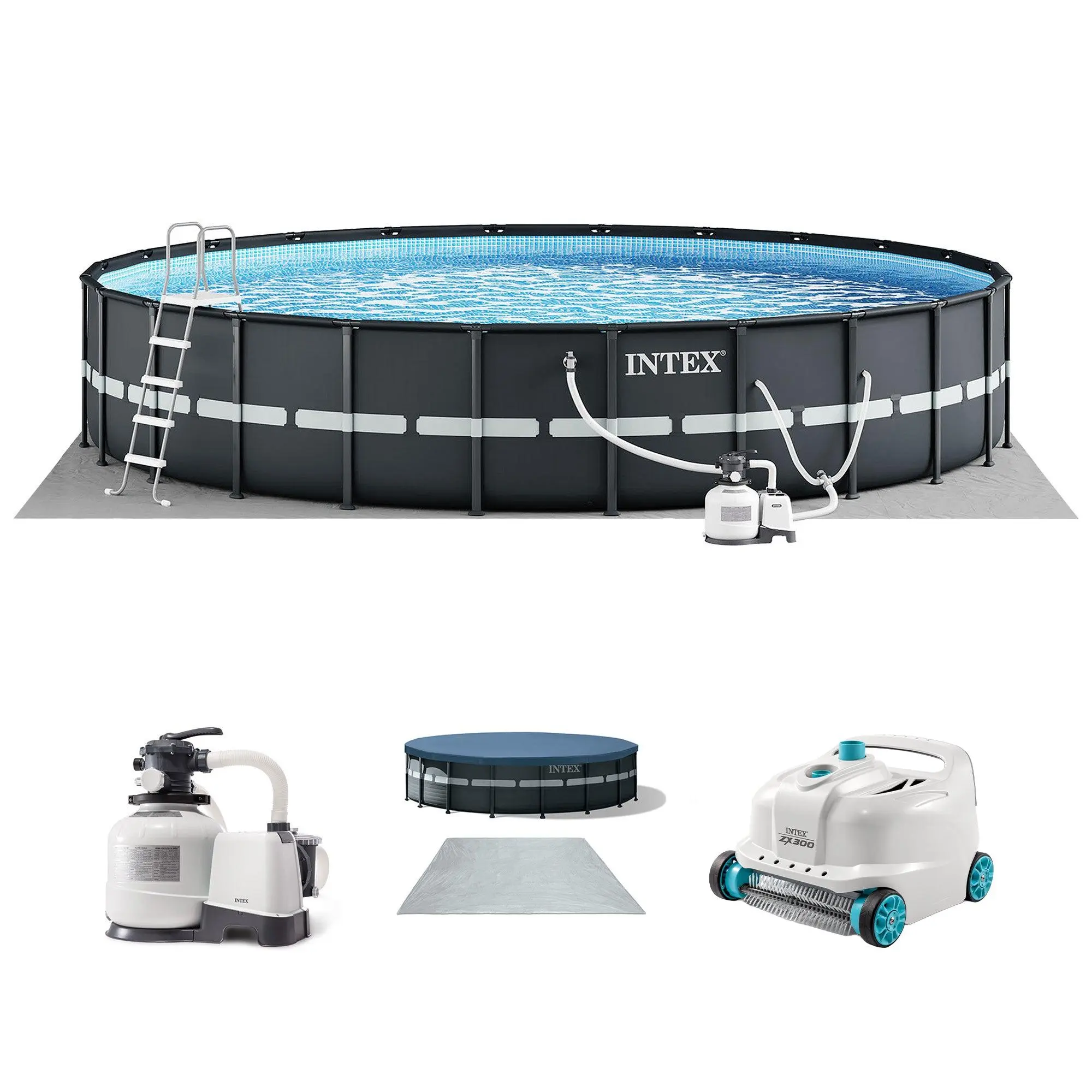 Intex Ultra XTR 18' x 52" Above Ground Outdoor Pool Set with Pump & Robot Vacuum