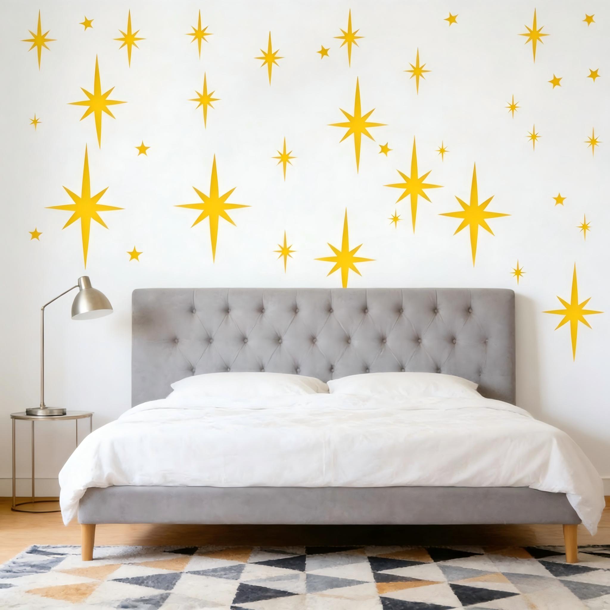 116-Piece Sparkle Star Wall Stickers for Girls Room | 6 Sizes | Easy Stick & Peel Wall Decor
