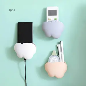 1pc Cloud-Shaped Wall-Mounted Storage Box, No-Drill Organizer For Cosmetics And Sundries, Remote Control Holder, Decorative Art Style, Multifunctional Household Container