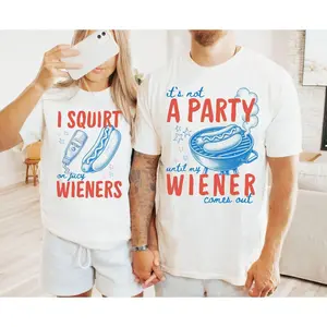 Couple Matching Funny 4th Of July Shirts, Hotdog His And Hers Tees, Adult Humor Couple Tshirts, Independence Day Family Tee , Unisex Short Sleeve Tee Shirt