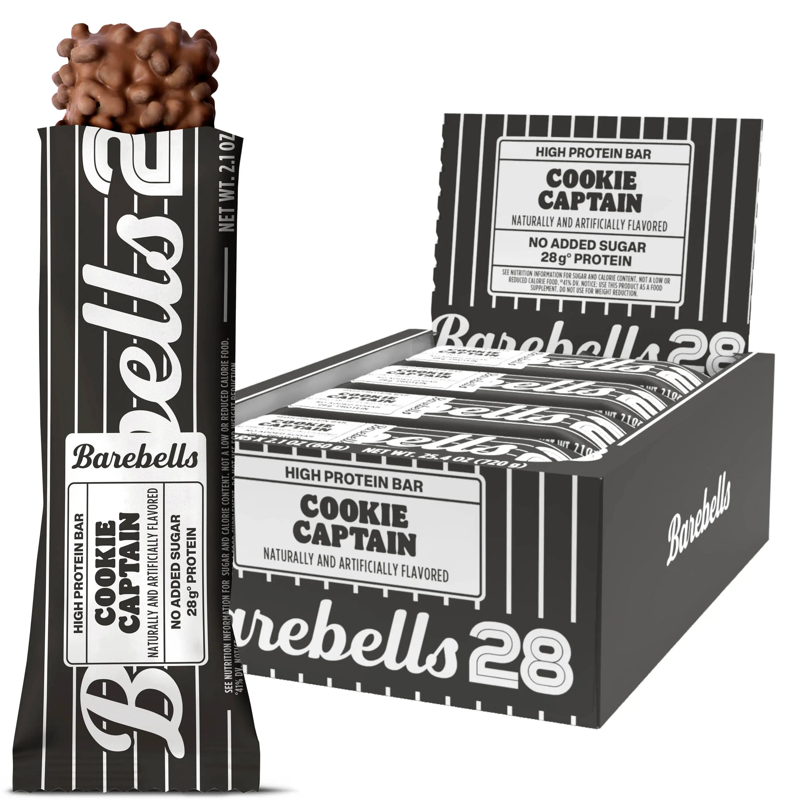 Barebells Cookie Captain High Protein Bars – 28g Protein, No Added Sugar, No Palm Oil, 60g, 12 Count