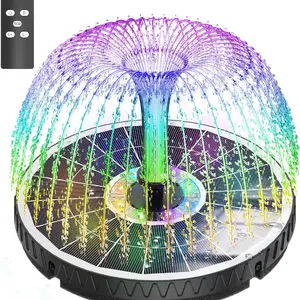 Remote Control Solar Water Fountain, 2026 Upgrade 6W Solar Bird Bath Fountain Pump with 3 Spray Heights, 3 Brightness,4000mAh Battery, LED Lights, for Hummingbird,Garden, Pond, Pool, and Patio