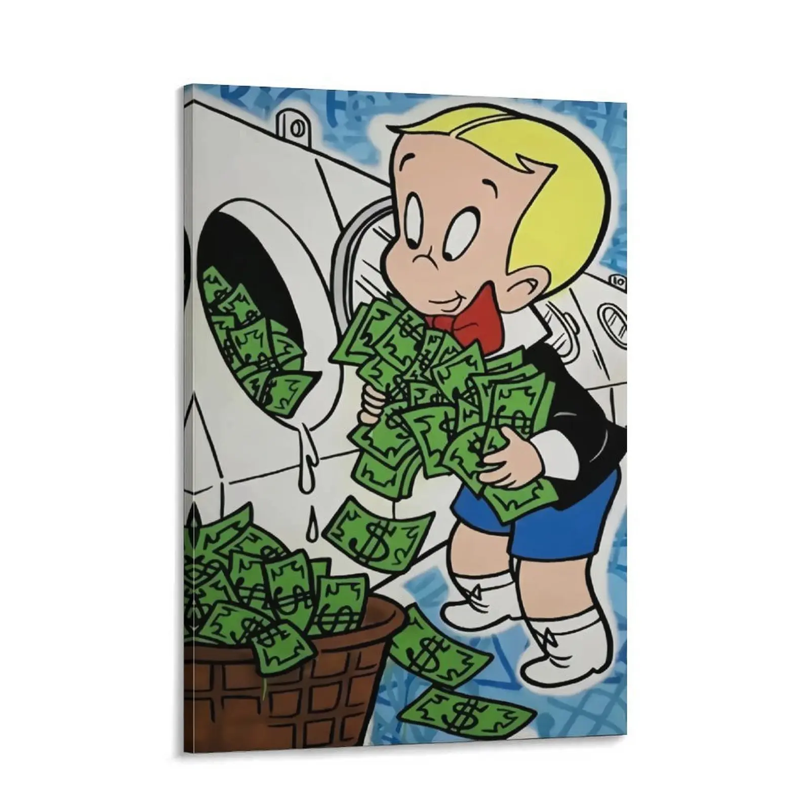 Monopoly Richie Rich Money Abstract Wall Art Decor - Luxury Cash Canvas Posters & Prints for Living Room, Bedroom, Office, Funky Home Decor with Kids' Locked Electronic Piggy Bank Verse wall decor poster wall art wall decor for men posters