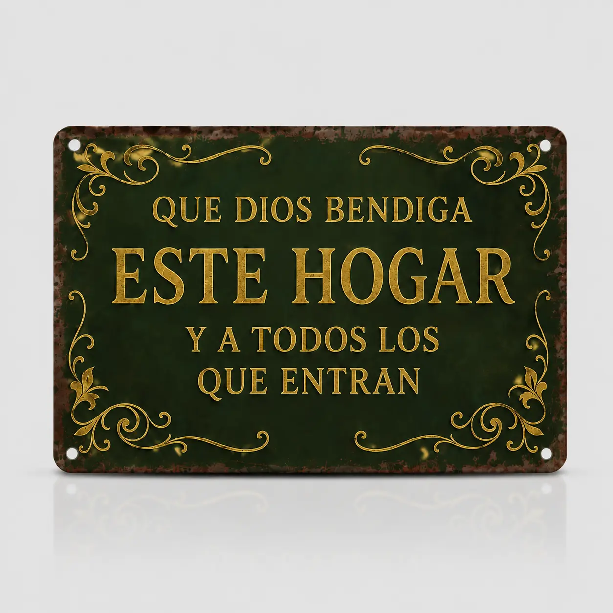 Que Dios Bendiga Este Hogar Metal Tin Sign, Spanish Christian Wall Decor, Vintage Farmhouse Metal Wall Art, Rustic Bless This Home Sign, Entryway Decor, Housewarming Gift