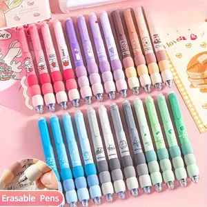 15-Piece Erasable Gel Pen Set, Cute Cartoon 0.5mm Blue Ink Pens, Retractable Soft Grip, Unique Pens, Office School Gift, Kids Stationery, Pen Kit