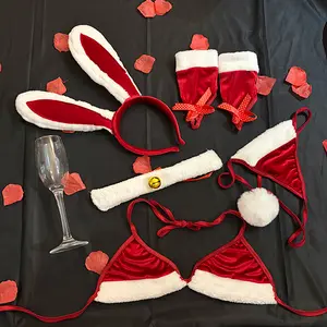 Sexy JK Fluffy Bunny Christmas Bikini Set