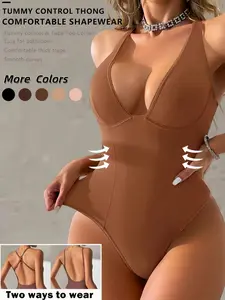 1 Count Women's Cross Straps Backless Shapewear, Fajas, Off Shoulder Sexy Bodysuit, High Elasity Gentle Breathable Comfortable Body Shaper, Colombian Shapewear, Suitable for Daily Wear & Formal Occasion & Party