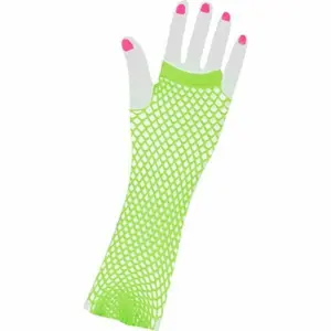 80s Neon Green Long Fishnet Adult Gloves