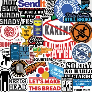 50 PCS Funny Hard Hat Stickers for Adults – Blue Collar Stickers for Men – Waterproof, Durable Vinyl Decals for Tool Boxes, Helmets, Laptops, Water Bottles, Trucks, Job Sites, Construction Gear HLM001