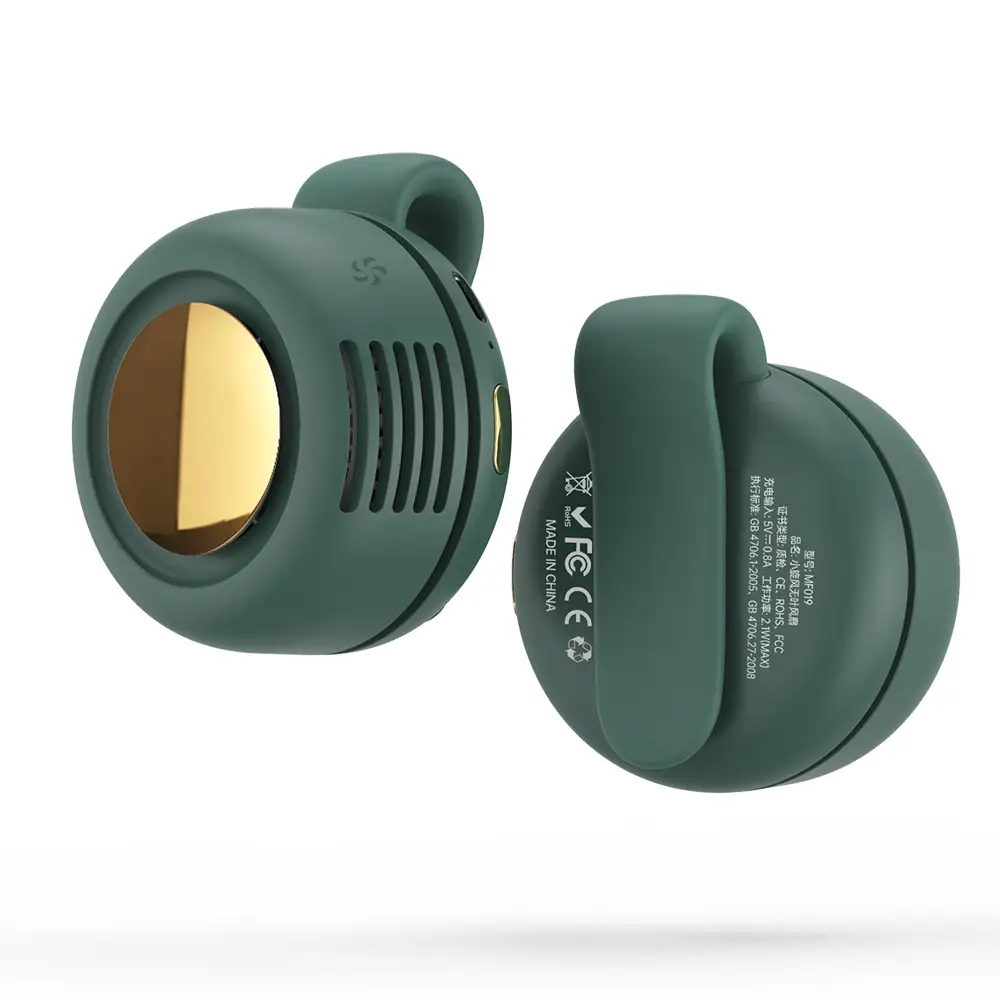 Portable Silent Mini Bladeless Electric Fan, Adjustable 3-speed Suspended Collar & Waist Fans, Rechargeable Rotating Body Fan, Suitable for Outdoor &