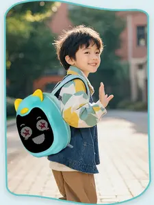 LOY Smart LED Backpack with Cute Cat Pattern, Colorblock Design, ABS Material, All-Season Travel Bag (Power Bank Not Included)