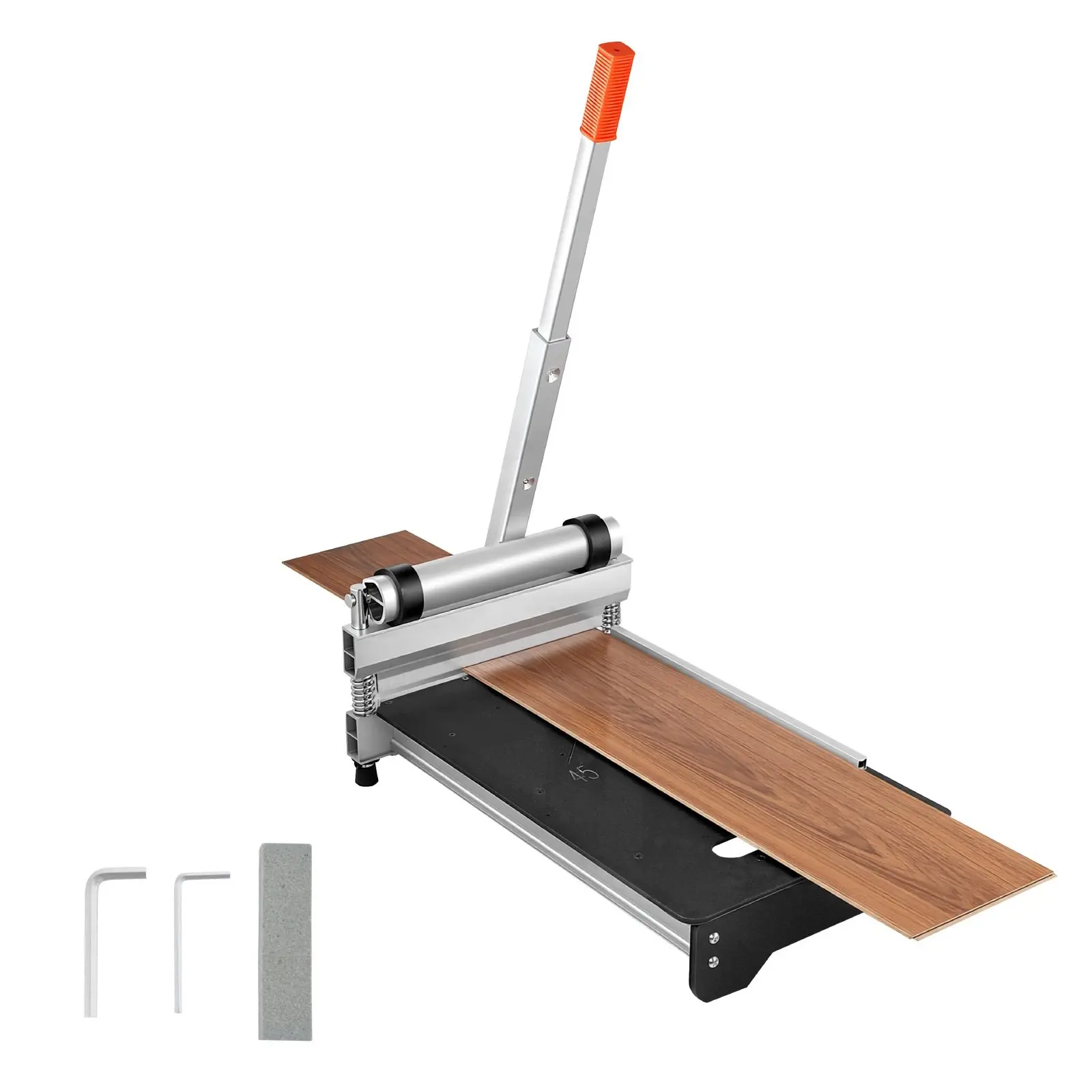 13 Inch Vinyl Floor Cutter, 12mm Thick Laminate Flooring Cutter With 15°/30°/45° Adjustable Angle Settings, Flexible Wheels, Telescoping Handle, Certain Engineered Wood, LVT, VCT, SPC, LVP, WPC
