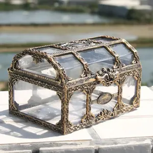 PLL Plastic Transparent Pirate Treasure Box Crystal Gem Jewelry Box Storage Organizer Chest Treasure for Jewelry Gem Trinket Box Decoration Gift jewelry box Wedding Ornaments