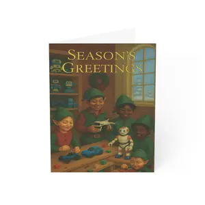 Season's Greetings Toy Workshop Greeting Card | Holiday Christmas Cards