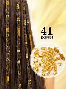 41pcs Hair Braids Cuffs Set, Hair Braid Rings Decoration, Jewelry for Hair Accessories, Loc Hair Jewelry for Braids