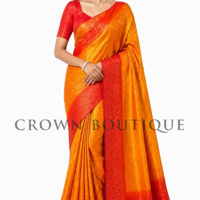 High Quality Double Shades Kanjipuram Saree Sari Set for Any Occasion