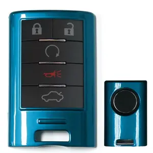 iJDMTOY Exact Fit Gloss Metallic Blue Smart Remote Key Fob Shell For Cadillac ATS CTS DTS XTS Escalade or Chevrolet C7 Corvette, etc