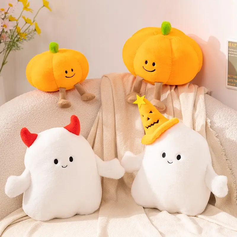 Unisex Soft Stuffed Animal Pillows - Cute Pumpkin-Shaped, Little Ghost-Shaped for Home Decoration, Gifting to Family and Friends