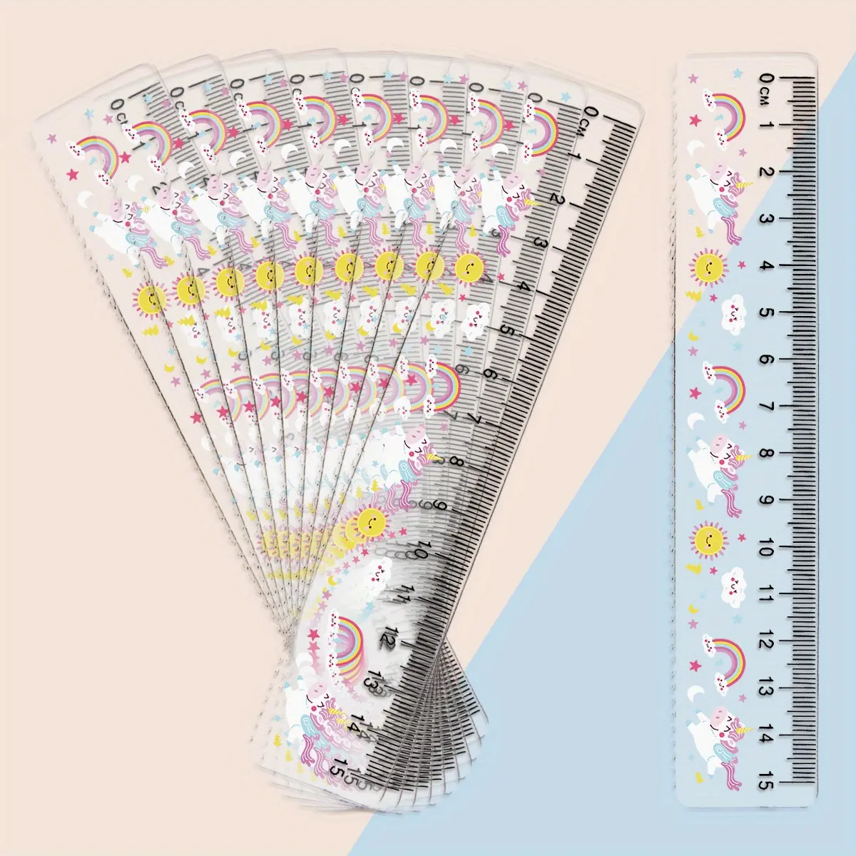 10PCS Plastic Rulers 15cm, Side Features a Serrated Structure, Transparent, Easy to Read Design, Office Supplies, Precision Measuring, Sleek Appearance, Clear Printing