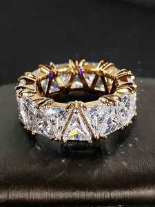 Women's Luxury Triangle Cut Lab-Created Engagement Ring - KC Wedding, April Birthstone Jewelry Gift for Wedding, Proposal & Special Occasions (Year-Round Wear) - Elegant Proposal Ring for her Elegant Glittering Ring