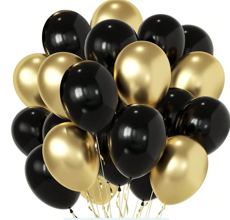 53pcs Black and Gold Birthday Party Decoration Set with Black Happy Birthday Balloon Banner and Latex Balloons Ideal for Themed Men's and Women's Parties