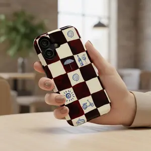 Hand Drawn Checker Italian Summer Phone Case Amalfi Coast iPhone 17 16 15 Pro Max MagSafe Tough Slim Case