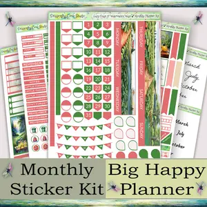 Big Happy Planner Stickers – Lazy Days & Watermelon Ways Theme (Monthly Layout)