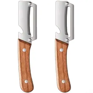 Wooden-Handled Stainless Steel Sharp Peeler with Built-In Bottle Opener for Fruits & Vegetables Ergonomic Non-Slip Handle Long-Lasting Construction Essential Kitchen Tool