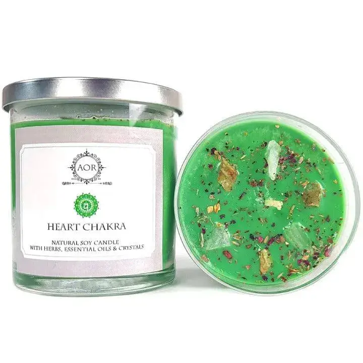 Heart Chakra Candle with Crystals – Soy Candle for Love & Healing