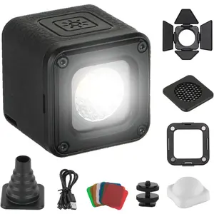RM01 Mini LED Video Light  Portable Lighting Kit with 8 Color Filters, Barndoor, Diffuser, Dimmable Fill Light 5600K CRI95,  Cube Camera Light for Macro Photography, Stop Motion