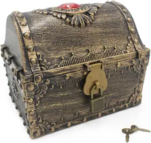 Treasure Chest for Kids, Toy Pirate Chest Decorative - Teacher's Classroom Prize Treasures Box with Lock and Key for Birthday, Halloween, Christmas