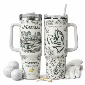 Masters Golf Insulated Tumbler 20oz 30oz 40oz – Vintage Golf Design, Premium 304 Stainless Steel, Keeps Drinks Hot & Cold up to 24H, Travel Mug with Handle