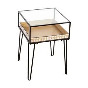 Barbara King 26" Metal Glass Potting Table with Planter Dish