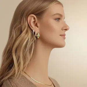 Small Chunky Gold Hoop Earrings for Women Hypoallergenic Gold Silver Hoops for Sensitive Ears Non Tarnish 14K Gold Filled Hoop Earring Stacks for Multiple Piercing Lightweight 3Pairs