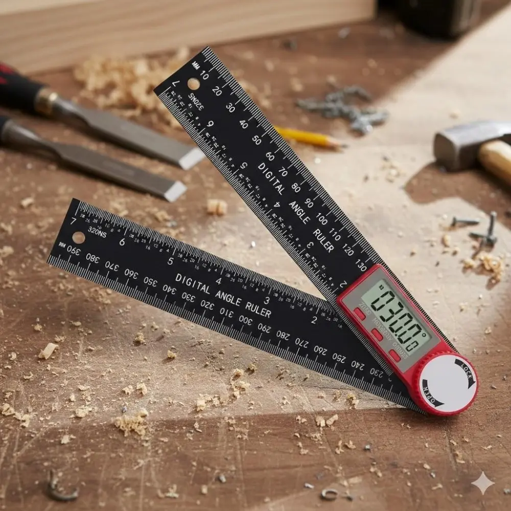 360° Digital Angle Finder with High Precision Scale | Portable Heavy Duty Hardware Angle Measurement Tool for Woodworking, Automotive Repair, Construction & DIY Projects | All-in-One Angle Gauge and Protractor Kit