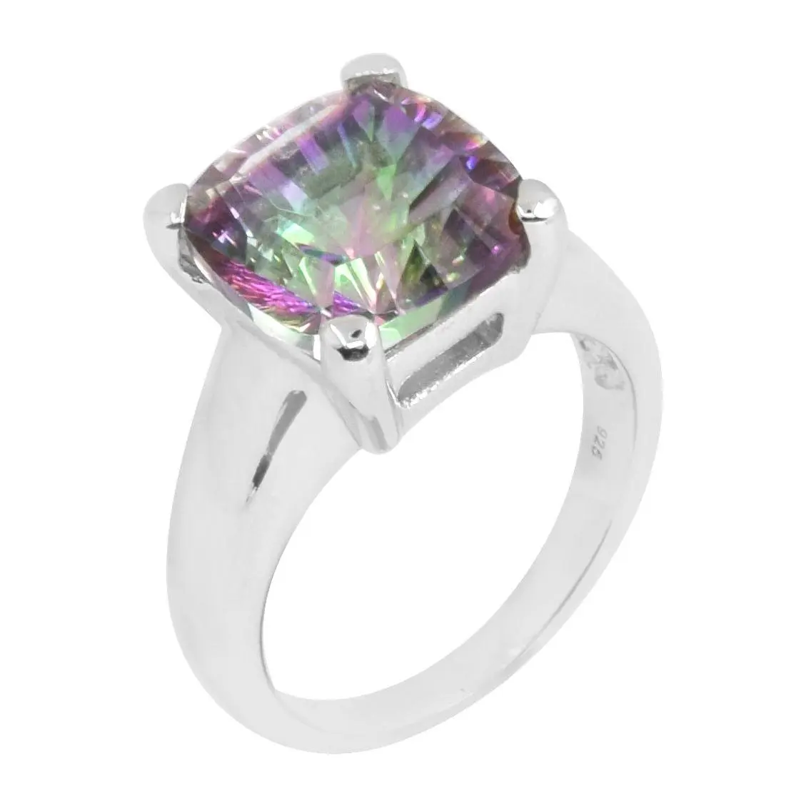 Affinity Gems 6.26 ct Green Coated Quartz Ring, Sterling