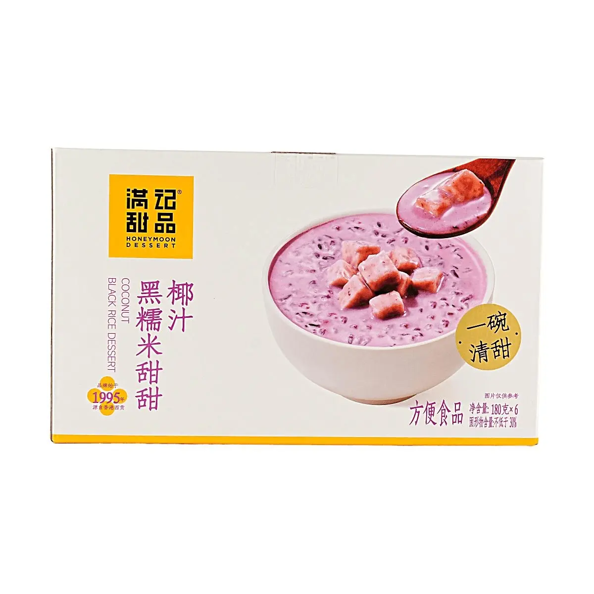 Honeymoon Dessert Black Glutinous Rice in Coconut Milk - Ready-to-Eat Hong Kong Style Sweet Soup, 6x300g Family Pack (1.8kg)