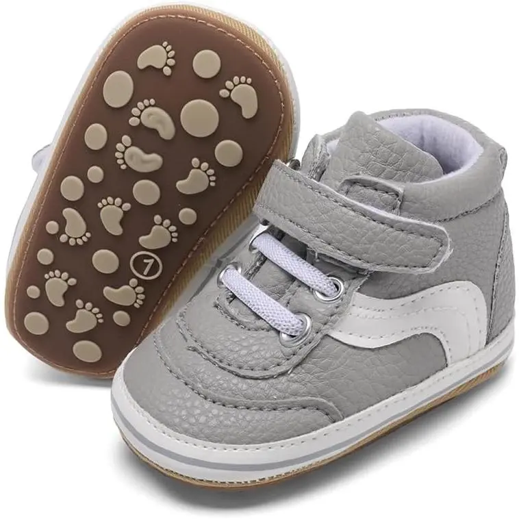 Infant Boy & Girl Crib Shoes, Solid Color Loafers with Soft Non-Slip Rubber Sole for First Walkers