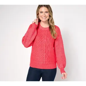 AnyBody Mixed Stitch Crewneck Sweater