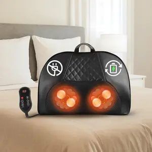 Admbm Cordless Neck & Back Massager with Heat Rechargeable Deep Tissue Shiatsu Pillow for Pain Relief Portable Kneading Massager for Home Office Car Gift for Mom Dad Men Women Daily Adjustable