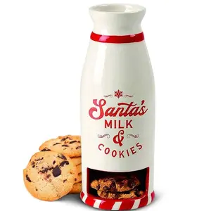 Festive “Milk And Cookies For Santa” Ceramic 14oz. Mug, Cup, Holiday Drink ware With Built-In Cookie Holder