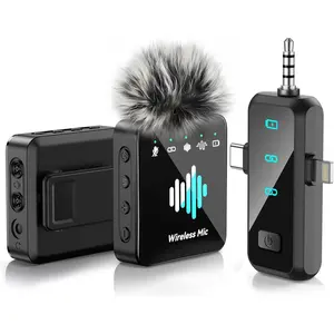 Mini Microphone, 3 in 1  Lavalier Microphones, Noise Reduction Lapel Mic, Camera and Android, Clip for Video Recording Vlog, Obsidian Black
